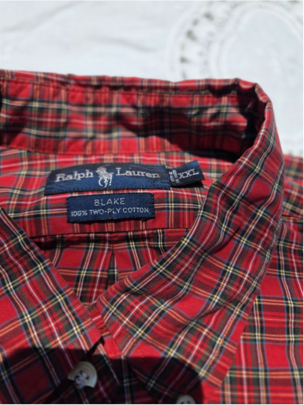 Ralph Lauren Blake Men’s XXL Red Tartan Plaid Button Down Shirt #1615 - Picture 3 of 7